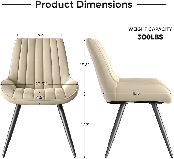 Nalupatio Modern Dining Chairs Set of 4, Comfortable Dining Room Chairs with ...