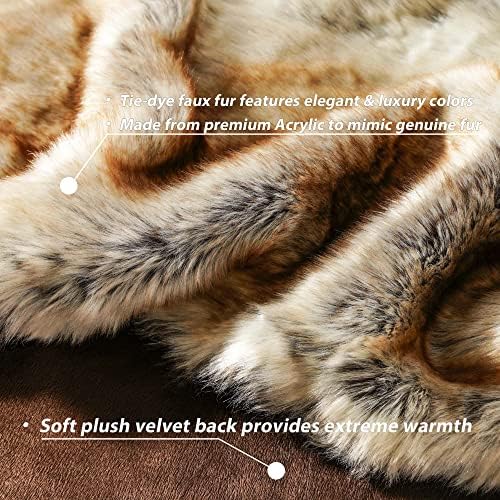 BATTILO Luxury Brown Faux Fur Throw Blanket for Couch,50"x60", Shaggy