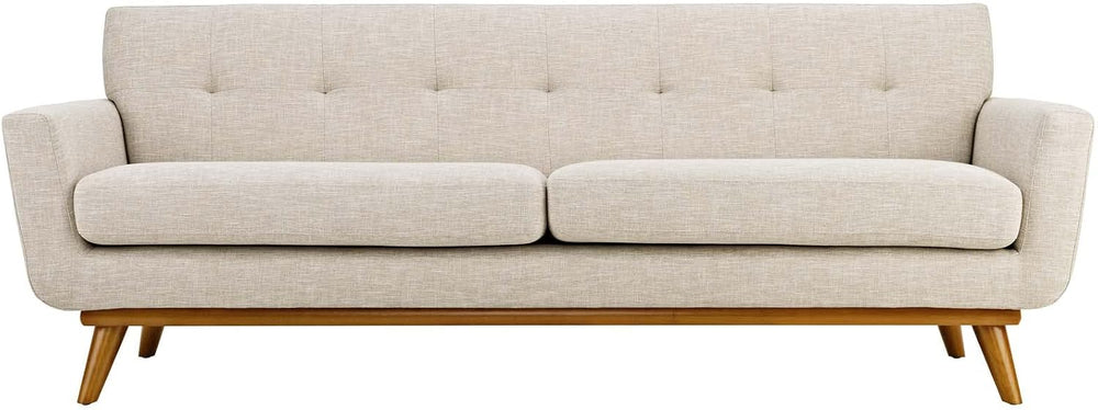 Modway Engage Mid-Century Modern Upholstered Fabric Sofa in Beige