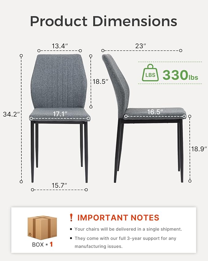 Dining Chairs Set of 4, Upholstered Wooden Dining Room Chairs, Mid Century Mo...