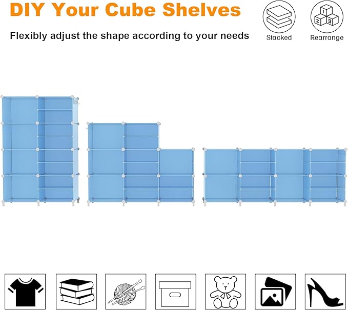 AWTATOS Closet Organizer 8 Cube Storage Shelves Closet Storage Clothes