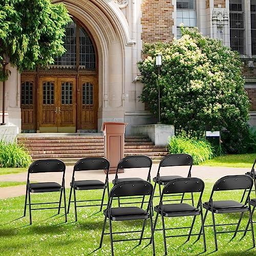 VINGLI 10 Pack Folding Chairs with Padded Seats, Metal Frame with Pu Leather ...