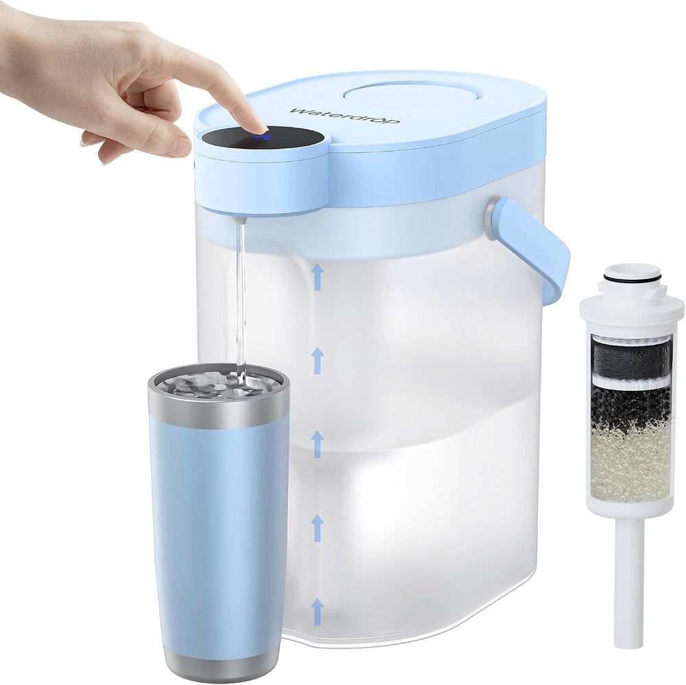 Waterdrop ED06B Electric Water Filter Pitcher, FreshTaste Rechargeable Dispenser