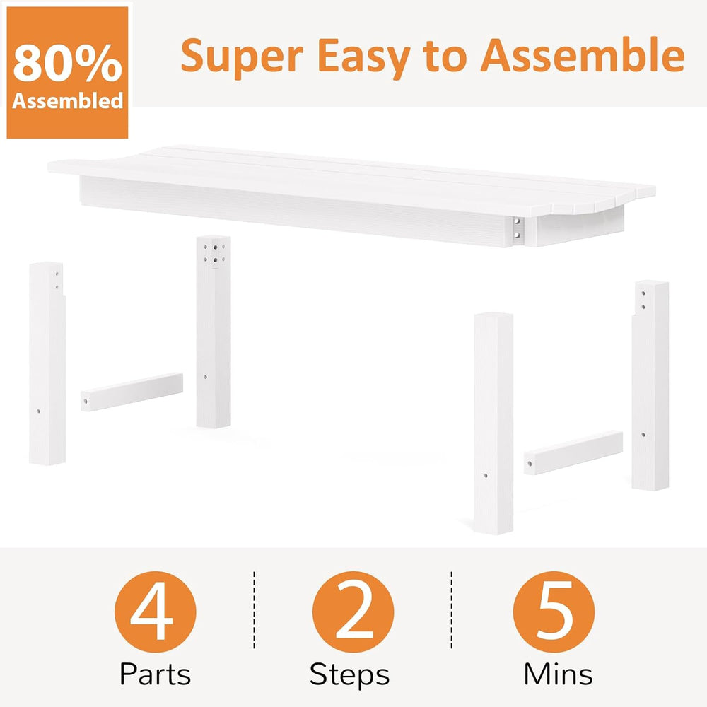 Outdoor Bench, 2-Person Patio Backless Bench Holds up to 800lbs, Weatherproof...