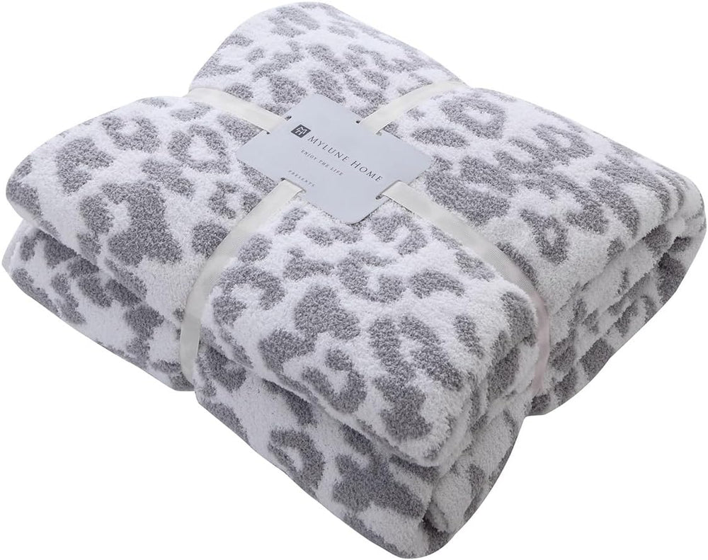 MH MYLUNE HOME Ultra Soft Leopard Throw Blanket Plush, Gray, 50"x60"