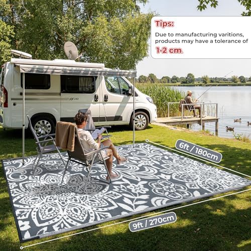 Findosom Waterproof Outdoor Rug 6' x 9' - Reversible Mandala Outdoor ...