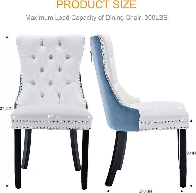 Dining Chairs Set of 2, Upholstered Tufted Dining Room Chairs with High Back,...