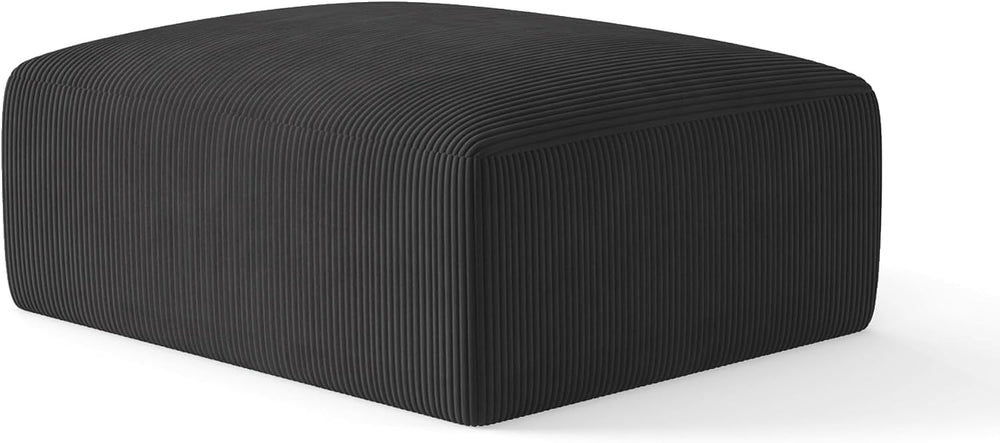 40" Oversized Square Corduroy Ottoman, Large Ottoman Pouf Footstool, Black