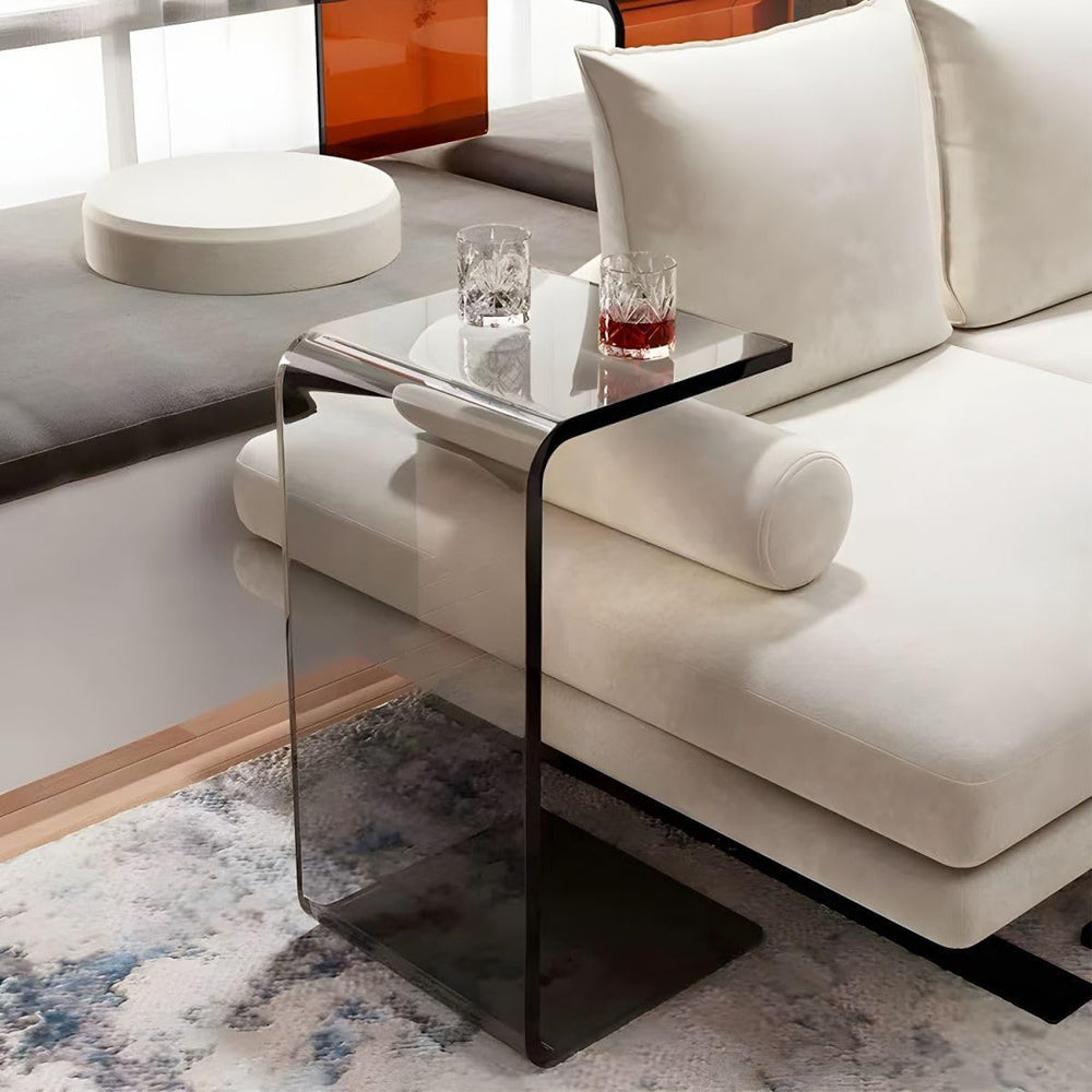 Side Table,C Shaped End Table, Acrylic Sofa Side Table, Bedside Table for Bed...