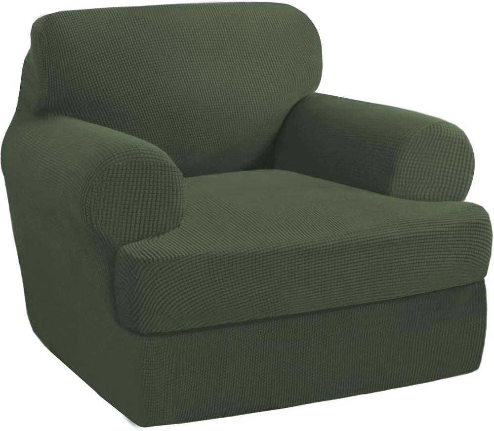 PrinceDeco 2 Pieces T Cushion Chair Slipcover Stretch Couch Covers for T Cush...