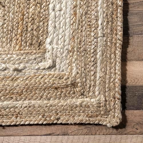 nuLOOM Rikki Off White Bordered Power Loomed Area Rug, 5' x 8'