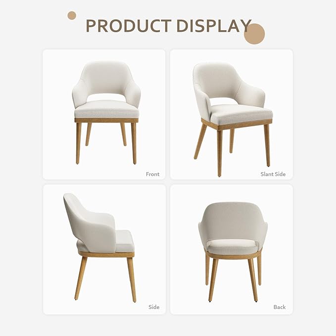 Wooden Dining Chairs Set of 6, Modern Fabric Upholstered Dining Room Chair, K...