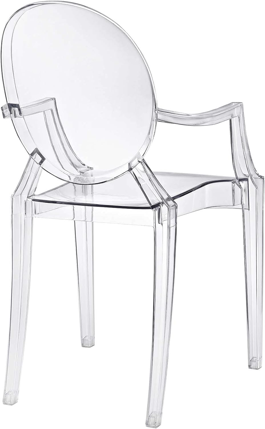 Modway Casper Modern Acrylic Stacking Kitchen and Dining Room Arm Chair in Cl...