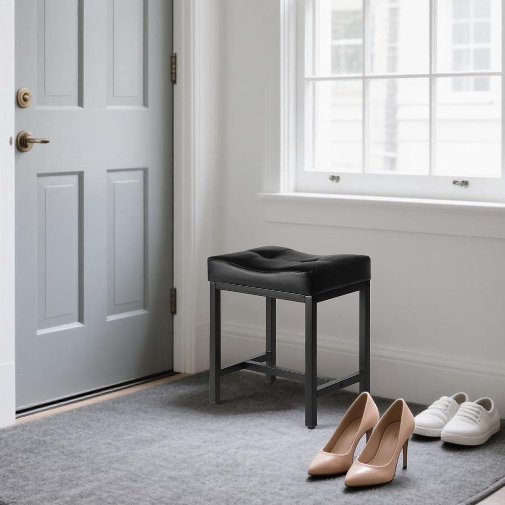 Saddle Seat Vanity Stool, Makeup Stool Chair with Metal Leg, U-Shaped Faux Le...