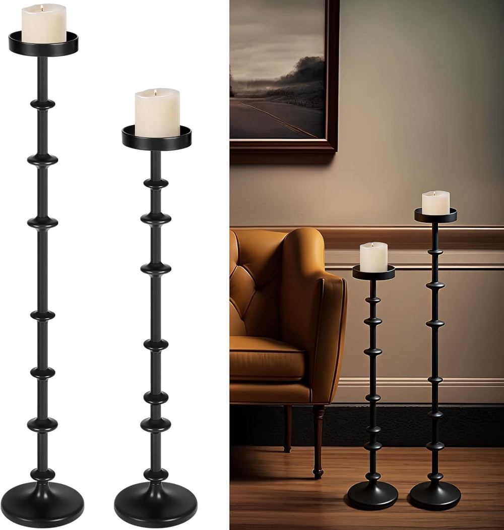 Maxdot Black Metal Pillar Candle Holder 36" 29" Tall Decorative Tap...