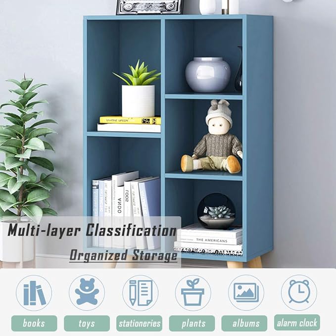 IOTXY Wooden Open Shelf Bookcase - 3-Tier Floor Standing Display Cabinet Rack...
