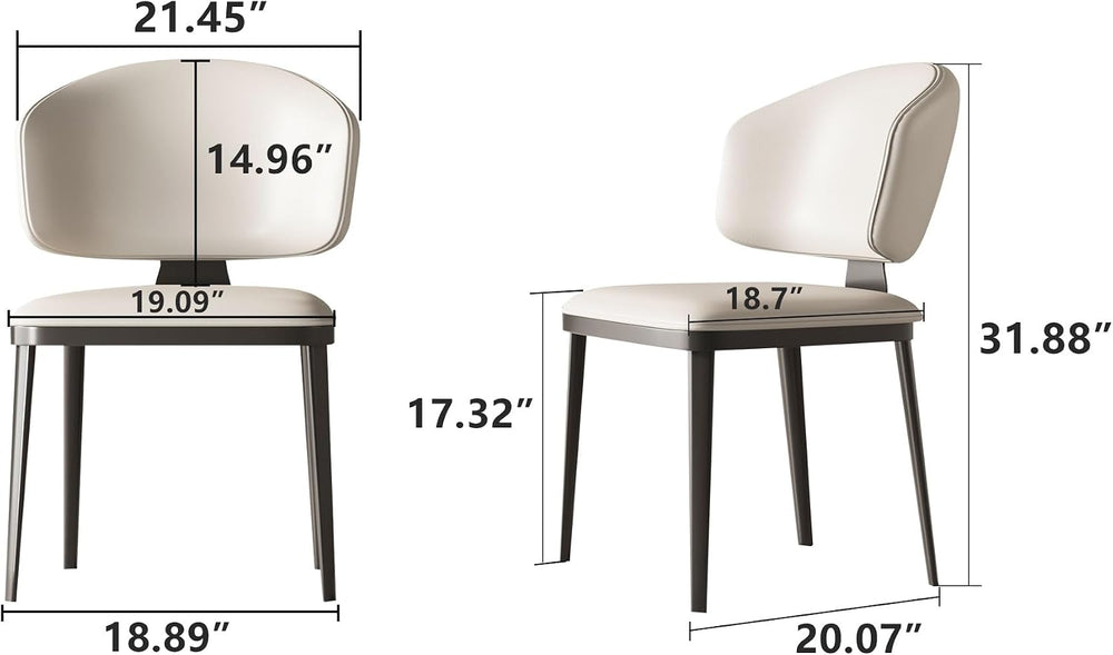 Faux Leather Dining Chairs, Off-White Accent Chairs Set of 2