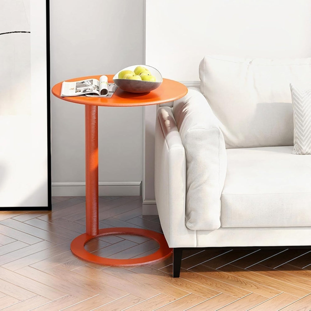 C-Shaped Round Side Table for Living Room, Bedroom, and Office - Metal Coffee...