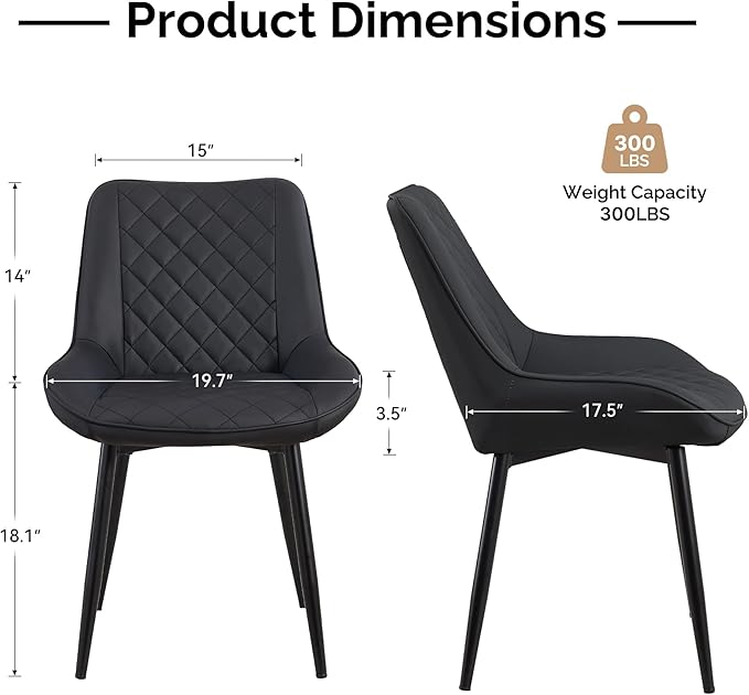 Dining Chair Set of 4, Modern Dining Chairs with Thick Cushions, Faux Leather...