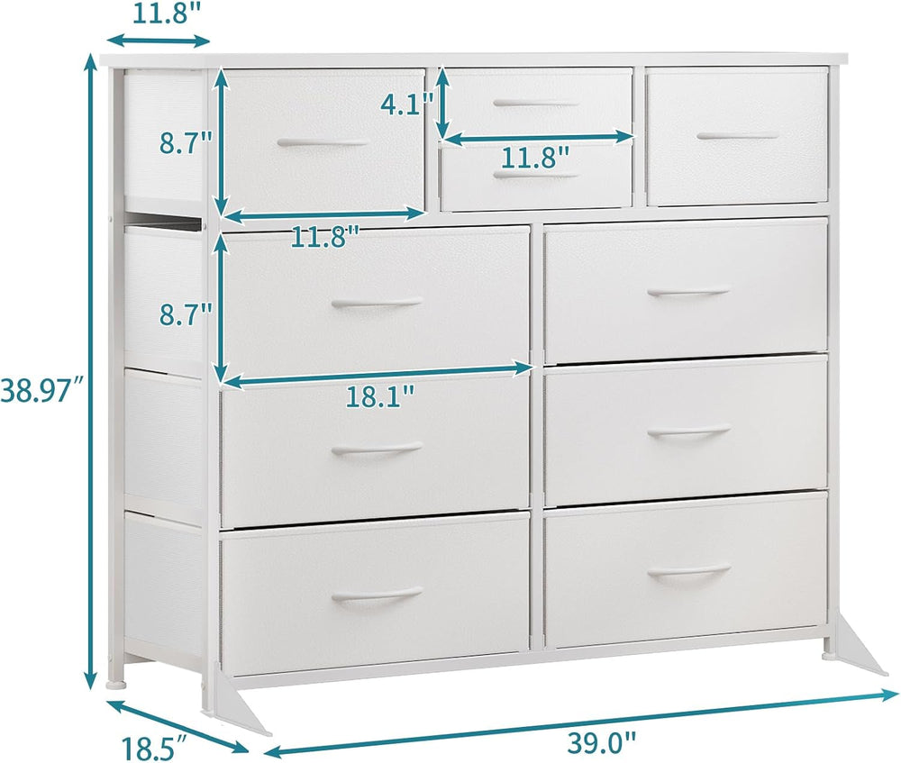 LUMTOK 10 Drawers Dresser for Bedroom,Chest of Drawers for Closets,Greige