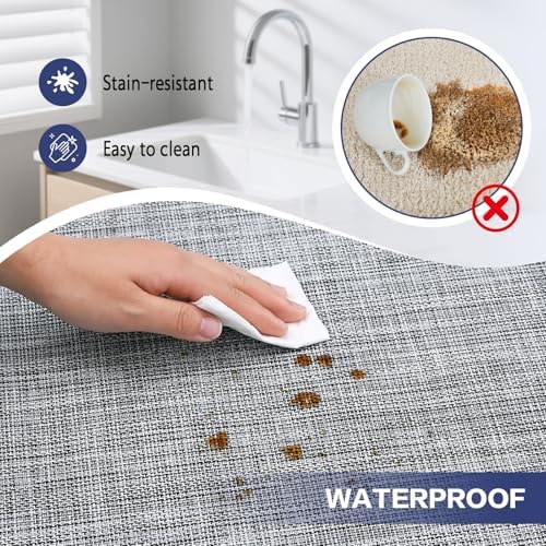 Vinyl Floor Mat Waterproof Area Mat Non Slip PVC Vinyl Area Rug,4'x6'