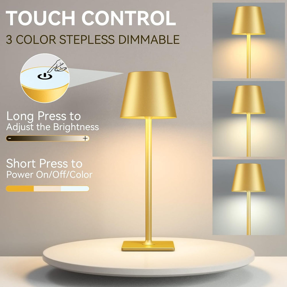Yogaret 4 Pack Gold Rechargeable Led Cordless Table Lamps,Cordless Lamp with ...