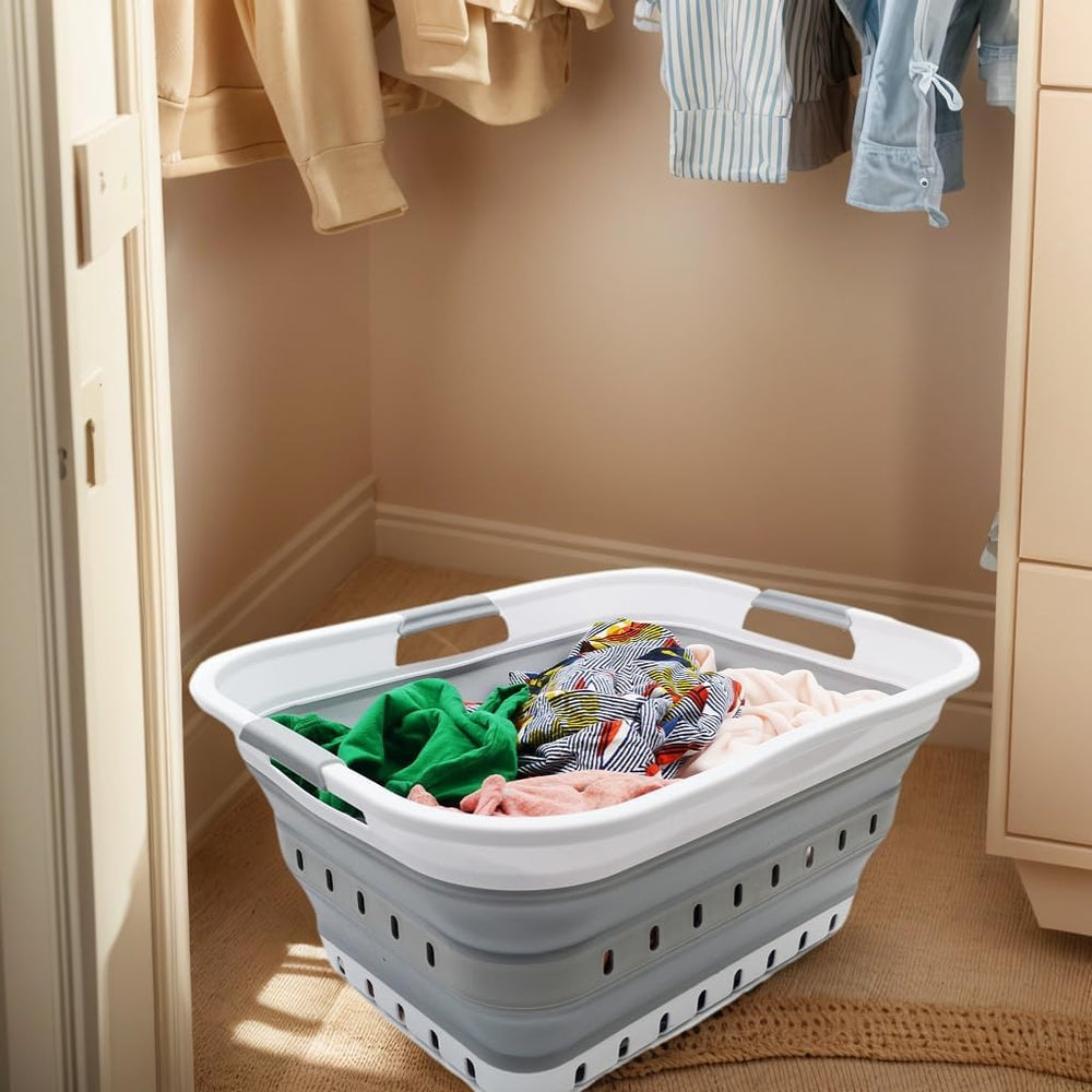 SAMMART 42L (11 gallon) Collapsible Plastic Laundry Basket - Foldable Pop Up ...