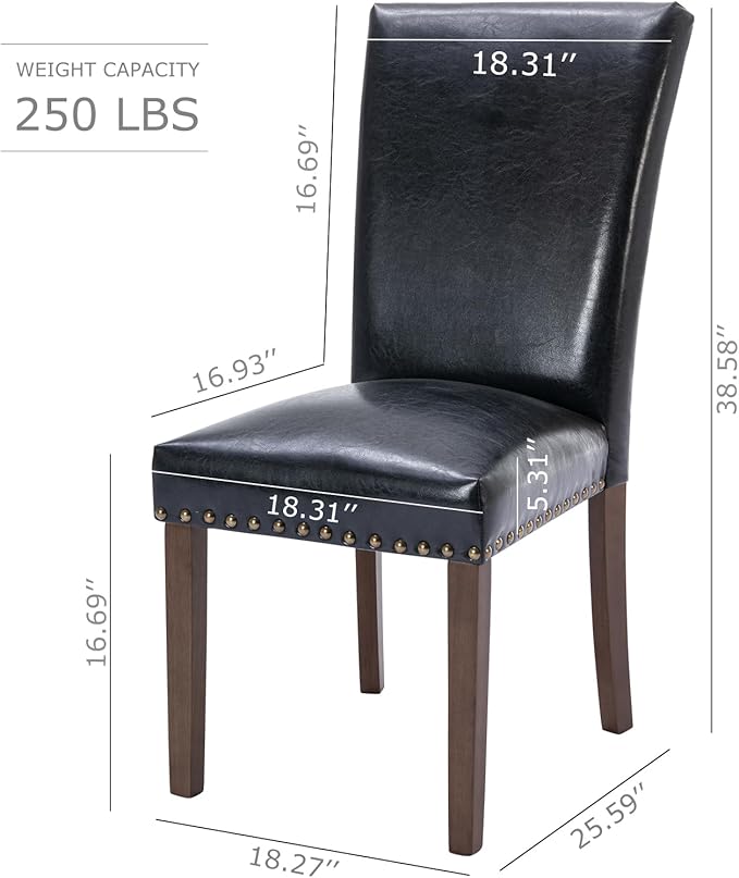 COLAMY Upholstered Parsons Dining Chairs Set of 2, PU Leather Dining Room Kit...