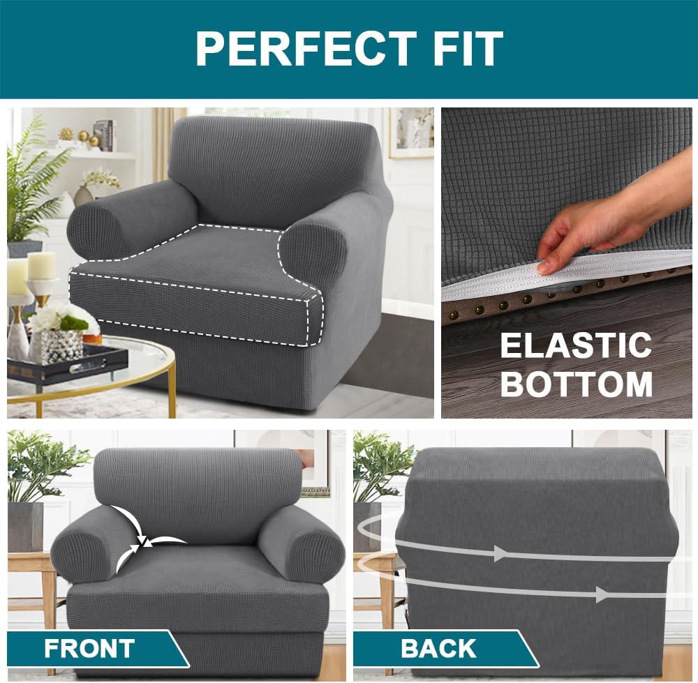 Turquoize T Cushion Chair Slipcover Armchair Slipcover for Living Room Stretc...