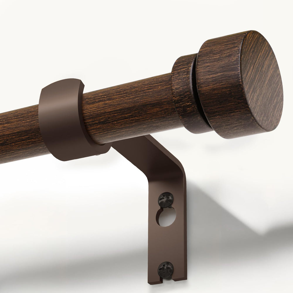 Deep Walnut Wood Curtain Rods for Windows 66 to 120 1" Diameter Heavy Du...