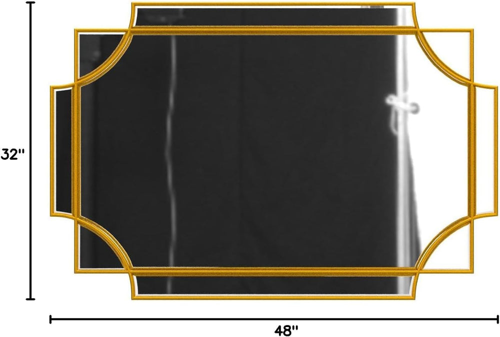 32"x48" Gold Foil Scalloped Edge Decorative Vanity Wall Mirror