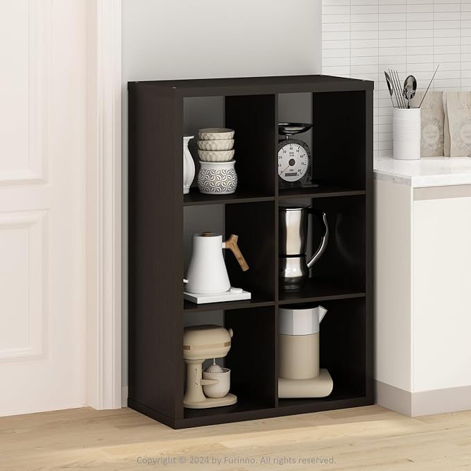 Furinno HERMITE Kitchen Island, 6-Cube Coffee Bar, Extra Thick Kitchen Storage