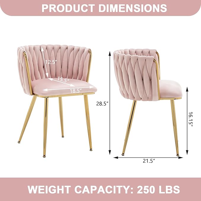 Kiztir Velvet Dining Chairs Set of 2, Upholstered Dining Room Chairs with Gol...
