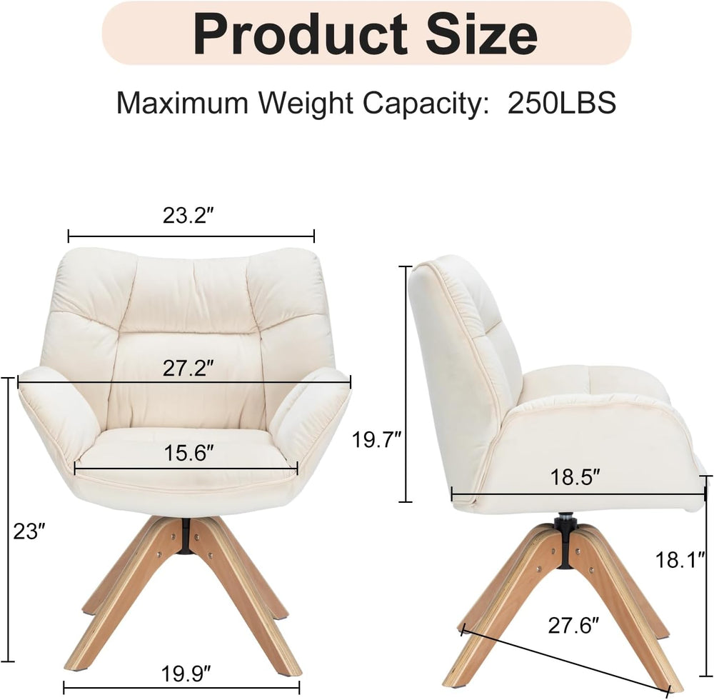 Mid Century Accent Chair No Wheel 360° Swivel Fabric Vanity Chair Wood Legs |...