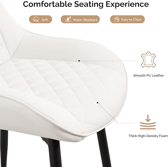 Dining Chair Set of 2, Modern Dining Chairs with Thick Cushions, Faux Leather...