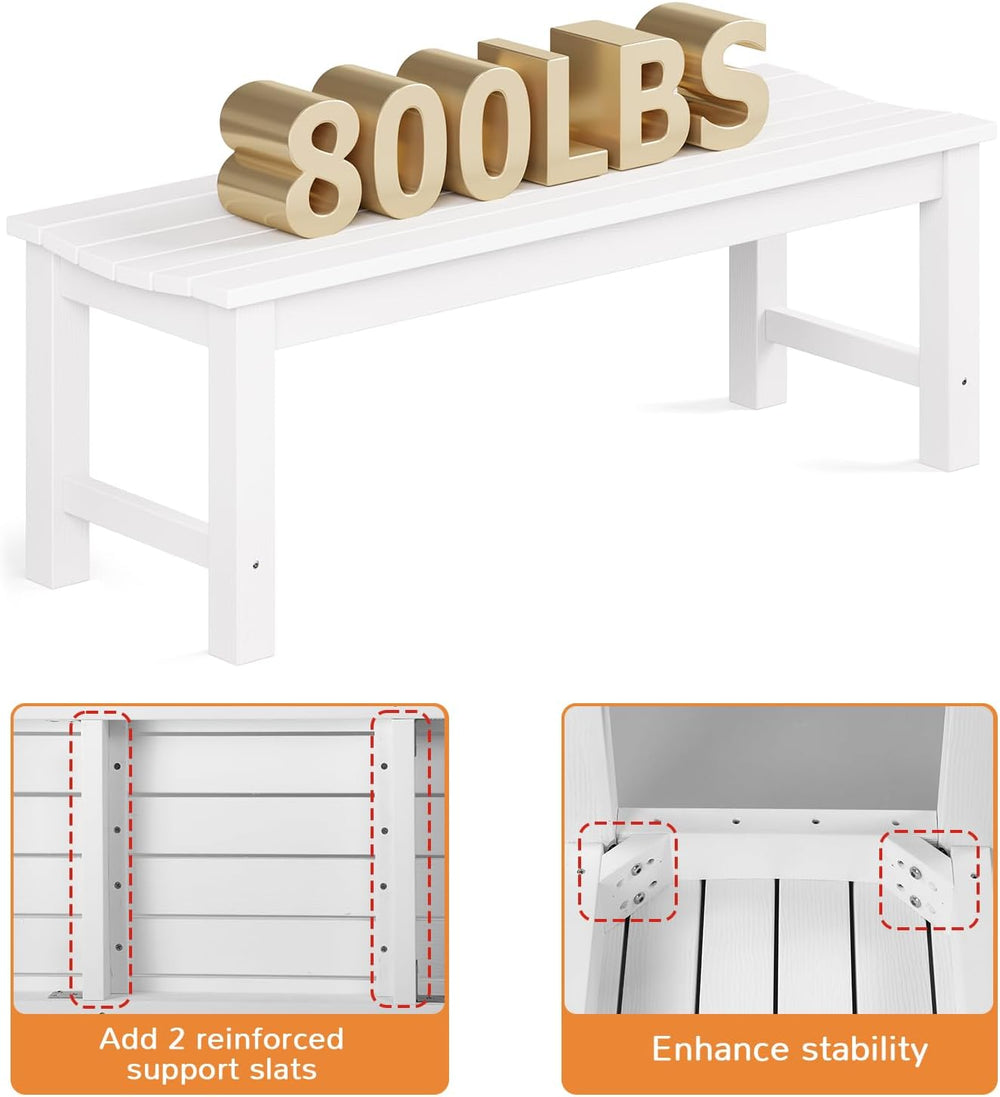 Outdoor Bench, 2-Person Patio Backless Bench Holds up to 800lbs, Weatherproof...