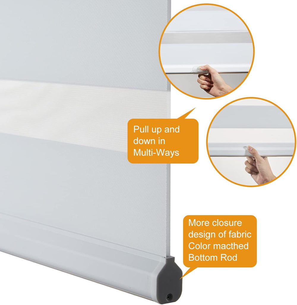 Persilux Cordless Zebra Blinds for Windows Free-Stop Roller Window Shades (22...