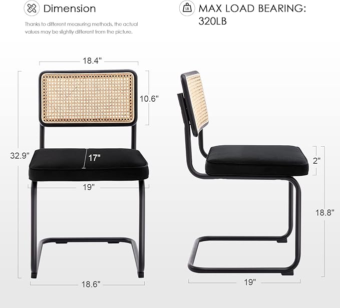 Zesthouse Natural Rattan Dining Chairs Set of 4, Modern Dining Room Chairs wi...