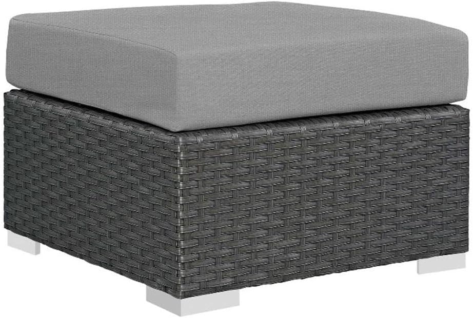 Bowery Hill Outdoor Patio Ottoman, 25 x 25 x 17.5 in, Synthetic Rattan Weave ...