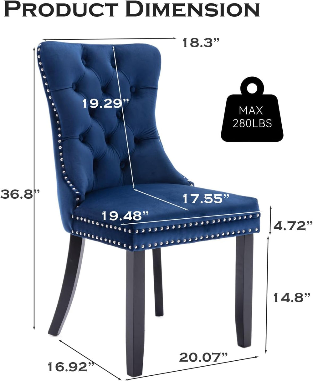 Velvet Upholstered Dining Chairs Set of 4, Modern Style Kitchen Side Chairs w...