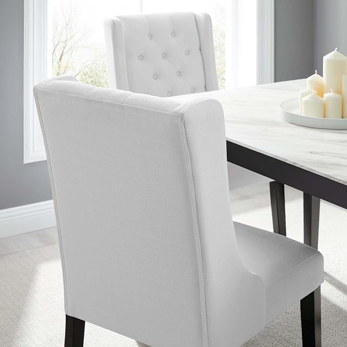Modway Baronet Button-Tufted Fabric Parsons Dining Chair in White
