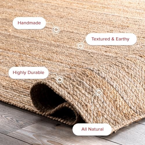 nuLOOM Rigo Natural Solid Flatweave Area Rug, 5' x 8'