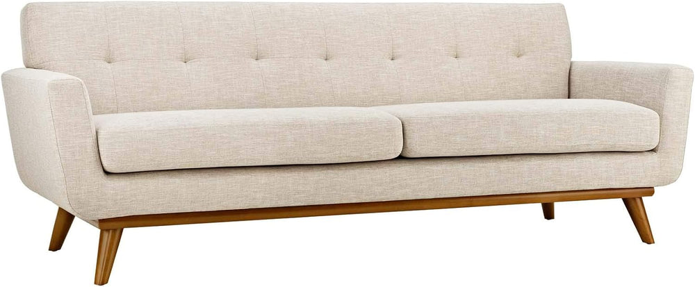 Modway Engage Mid-Century Modern Upholstered Fabric Sofa in Beige