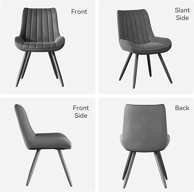 Mid Century Modern Dining Chairs Set of 6, Soft Cushion Upholstered Fabric Ki...