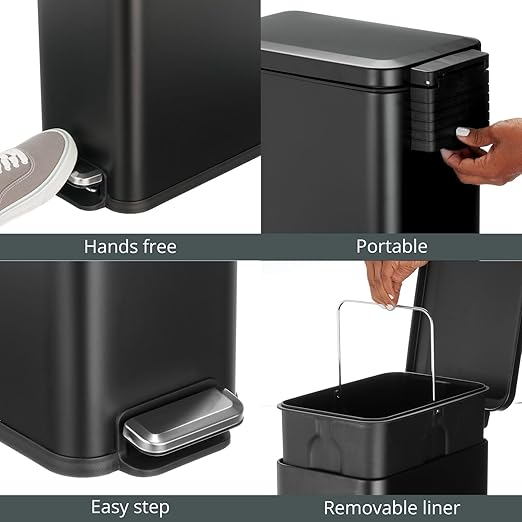 mDesign Slim Metal Rectangle 7.9 Gallon Trash Can