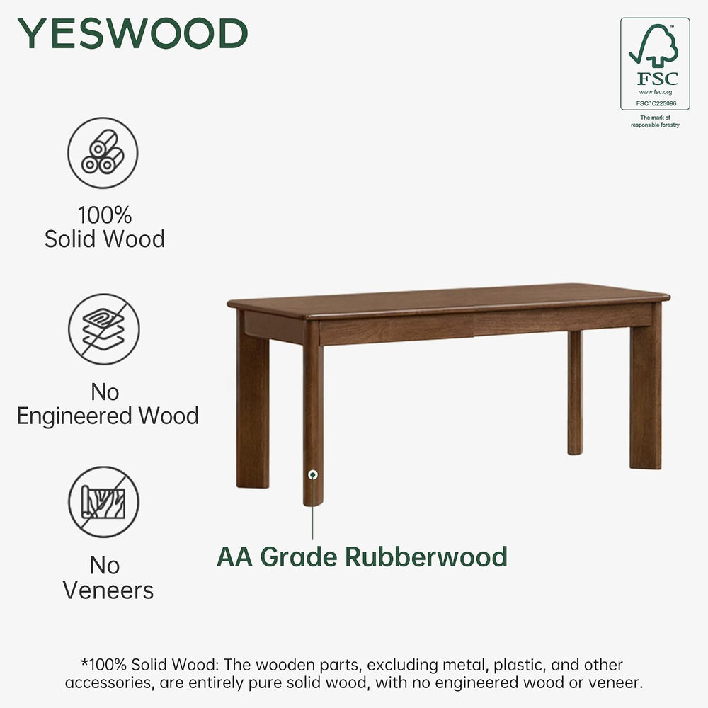 YESWOOD 39.4'' Solid Wood Dining Bench