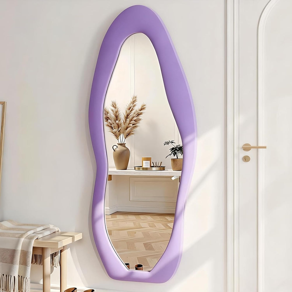 Dewfig Full Length Mirror, 63" x 24" Flannel Full Body Mirror, Violet