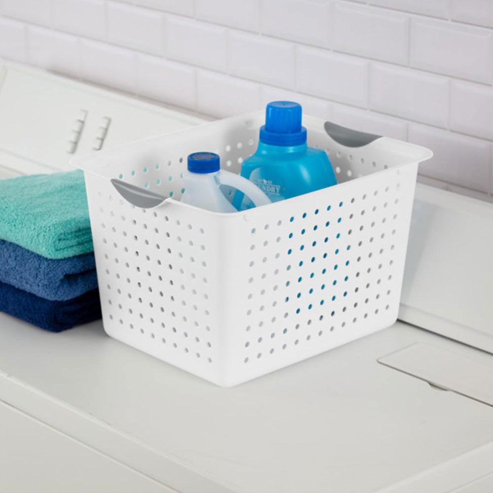 Sterilite 12 Pack Large Deep Ultra Plastic Storage Basket Laundry Tote