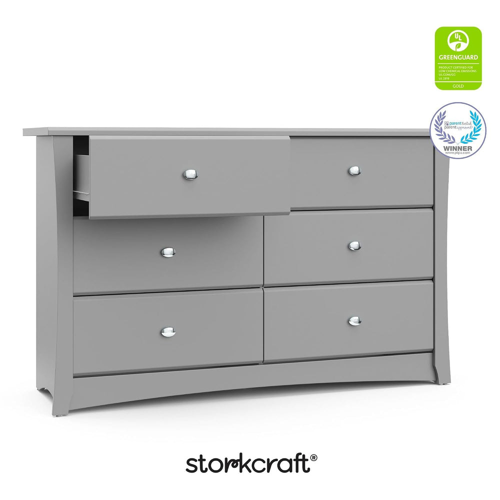 Storkcraft Crescent 6-Drawer Dresser, Pebble Gray