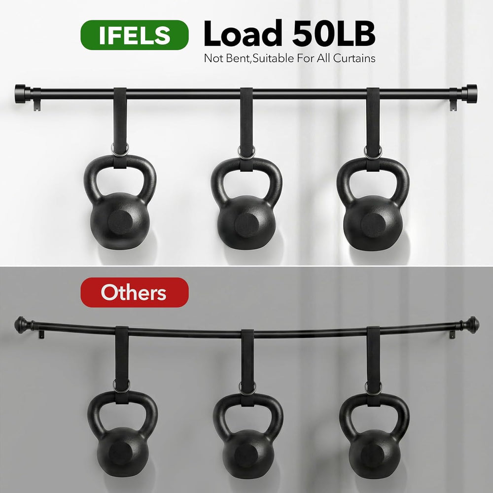 IFELS 2 Pack Heavy Duty Curtain Rods for Windows 28 to 48 Inch, 1 Inch Black ...